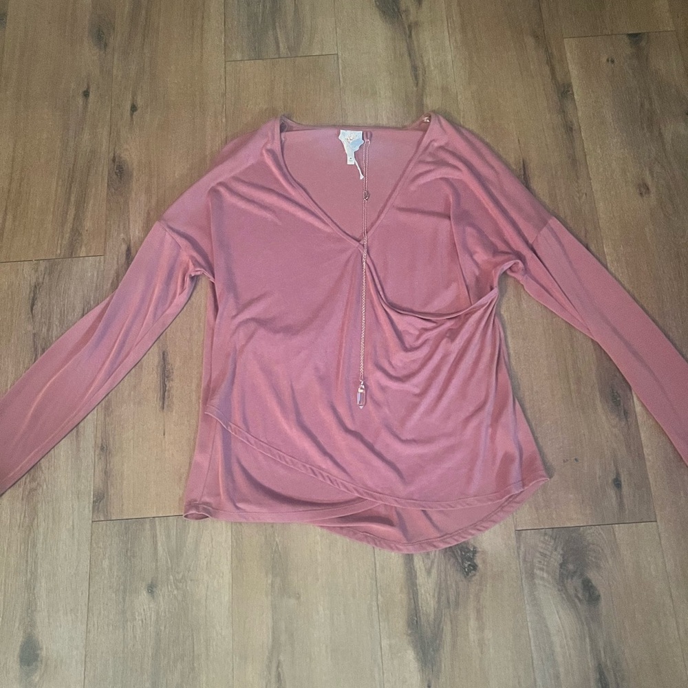 Junior Crystal necklace top in mauve size M.